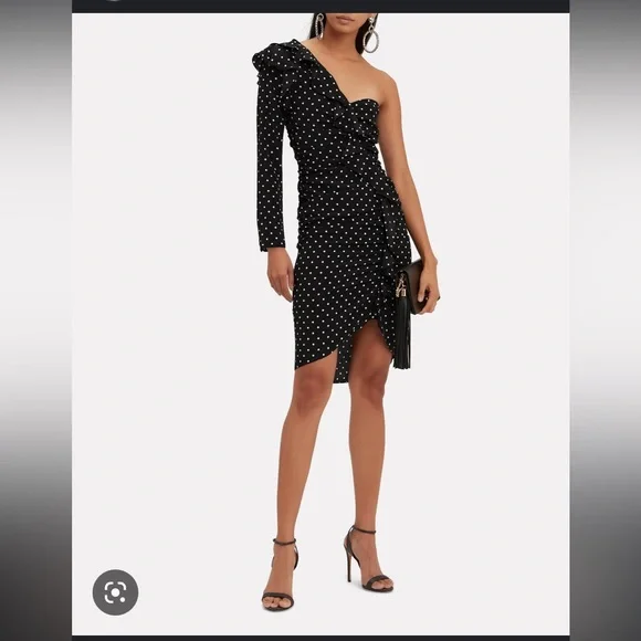 Veronica Beard Leona One Shoulder Polka Dot Dress - Picture 9 of 9